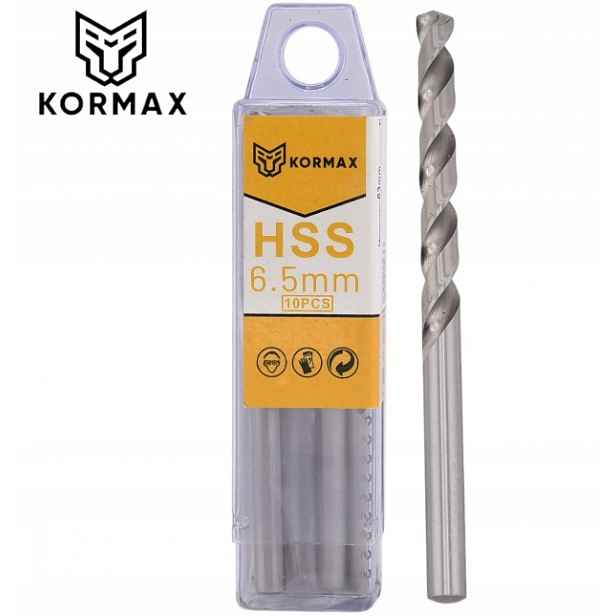 Vrták do kovu Hss 6,5 mm Kormax DIN338 10 Ks