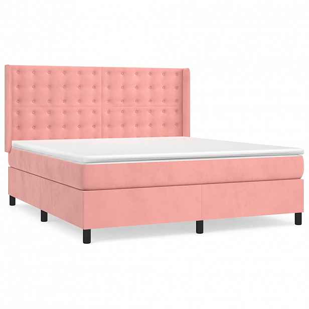 vidaXL Box spring postel s matrací růžová 160x200 cm samet