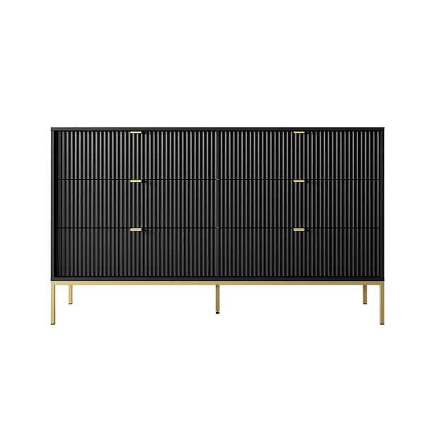 Piaski Komoda Nova 154 cm se zásuvkami černá/zlatá