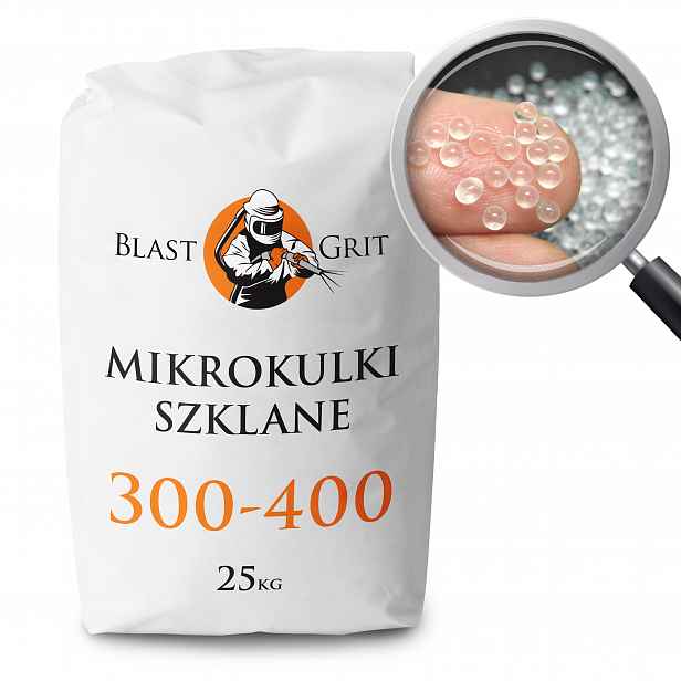 Skleněné mikrokuličky 300 – 400 µ m, sklíčko do pískovačky, skleněné kuličky 25 kg