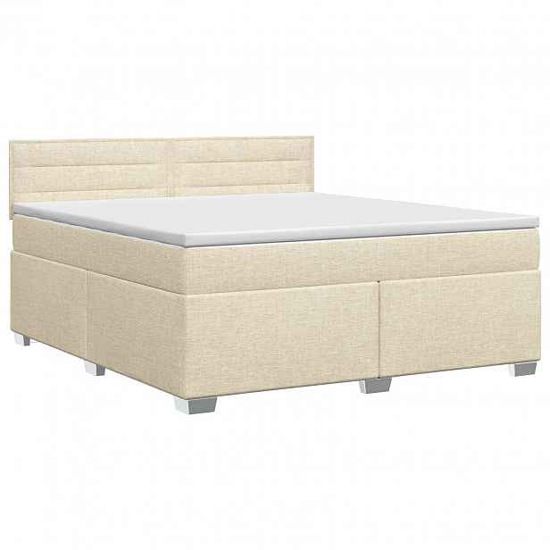 vidaXL Postel boxspring s matrací s čelo Krémová 140 x 190 cm Textil