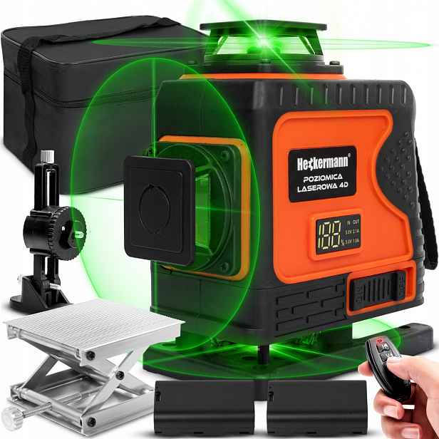 Laserová Vodováha 4D Křížový Rovinný Laser 360 Pro Zelená 3000 mAh