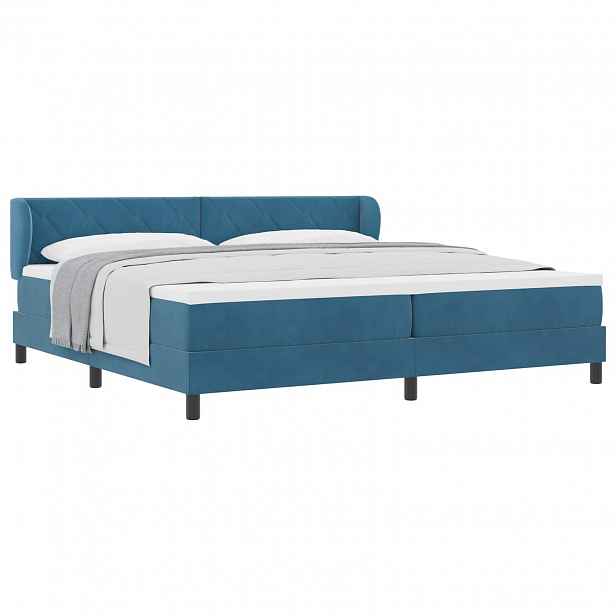 vidaXL Postel s boxspringem s čelo Tmavě moddrá 200 x 200 cm samet