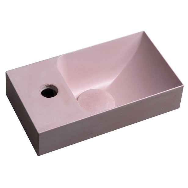 Sapho PICCOLINO betonové umývátko 30,8x17cm, baterie vlevo, růžová mat