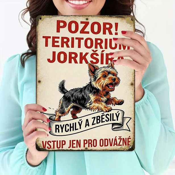 TEMU 2D plochý - 2D plochý 1ks, Yorkshire Terrier Vintage kovová cedule Kreativní plechová cedule - 8X12 Kavárna Garáž Nástěnné umění Dárek pro