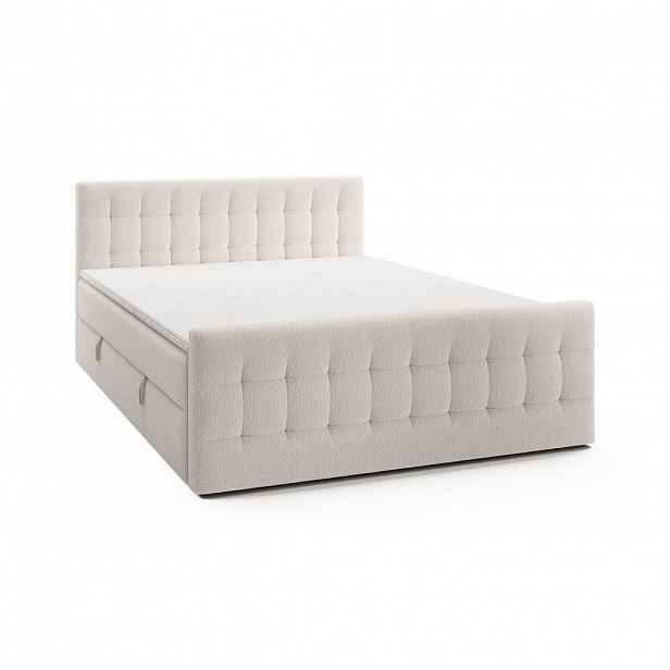Fedve BOXSPRINGOVÁ POSTEL YAZO ROYAL 160x200 cm, Krémová