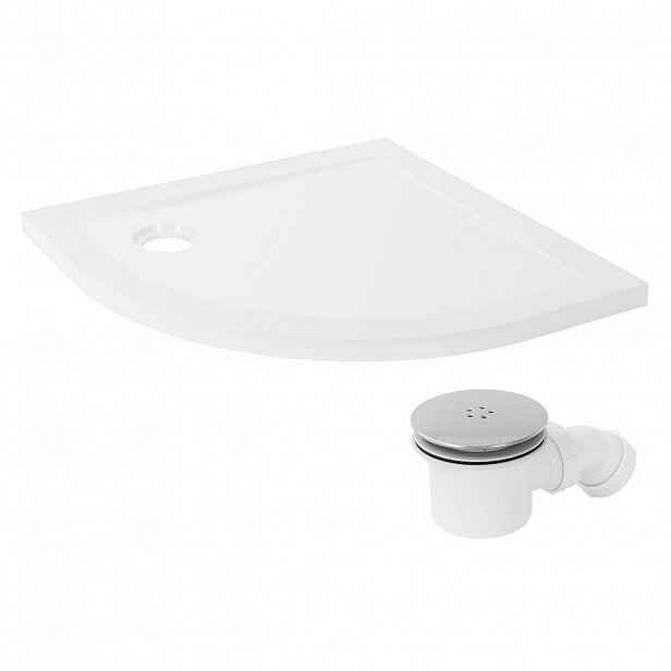 LuxeBath SPRCHOVÁ VANIČKA 80x80 cm kulatá bílá s odtokovou soupravou