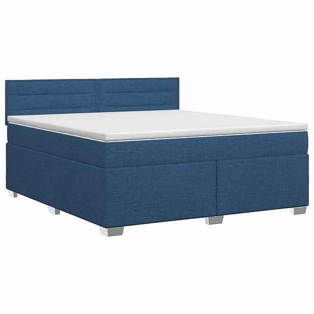 vidaXL Postel boxspring s matrací s čelo Modrá 140 x 190 cm Textil