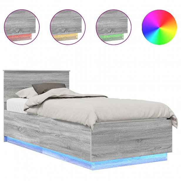 vidaXL Rám postele s čelo Šedá Sonoma 70 x 190 cm Kompozitní dřevo