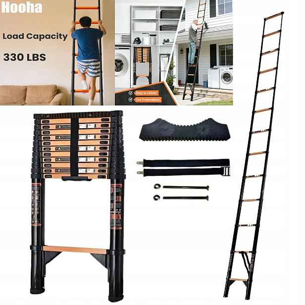 Zahradní teleskopický žebřík 5,1M Multifunkční 150KG