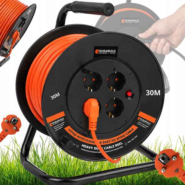 Buben Navíječ Kabelu Prodlužovacího Kabelu 30M 2x1,5 Zahradní