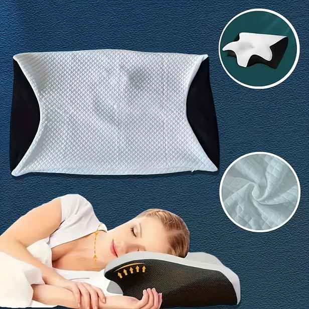 TEMU Prodyšná a pohodlná povlak na polštář, ergonomicky navržený pro podporu krku, se zipem pro snadné vyjmutí a praní v pračce, v černé barvě.