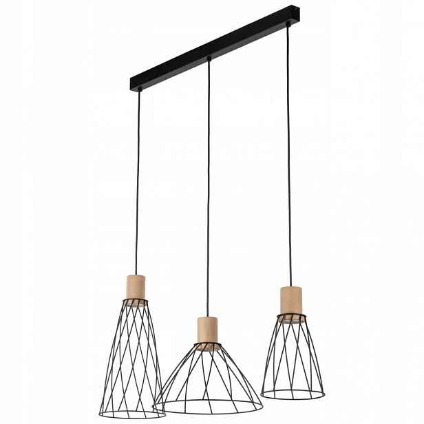 Závěsná lampa Modesto Wood černá borovice 3xGU10 Do Jídelny Kuchyně Ložnice