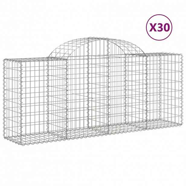 vidaXL Klenuté gabionové koše 30ks 200x50x80/100 cm pozinkované železo