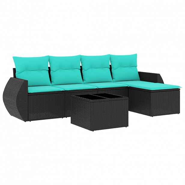 vidaXL 6dílná zahradní sedací souprava s polštáři černá polyratan