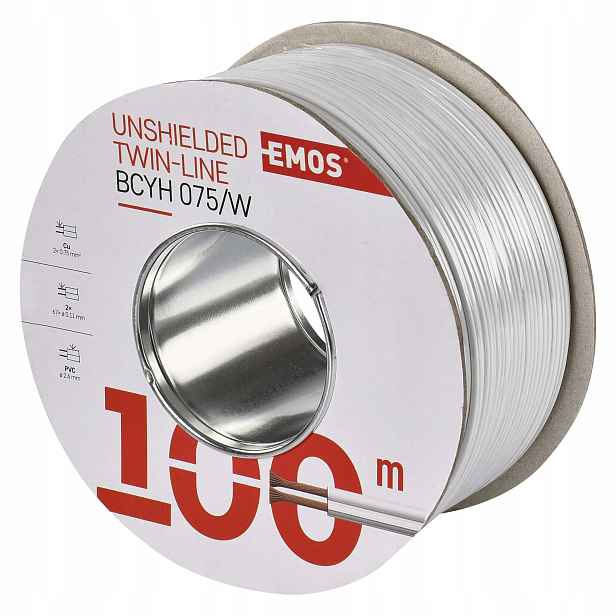 Emos Dvojlinka nestíněná 2x0,75mm bílá, 100m, S8271