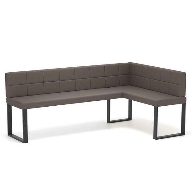 Idohome ROHOVÁ LAVICE SANA U pravá ekokůže prošívaná, 128/168 cm, hnědá