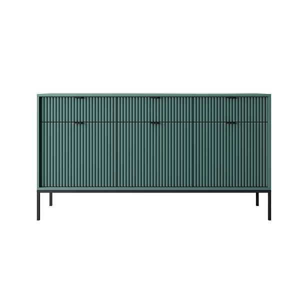Piaski Komoda Nova 154 cm zelená/černé úchyty a černý rám