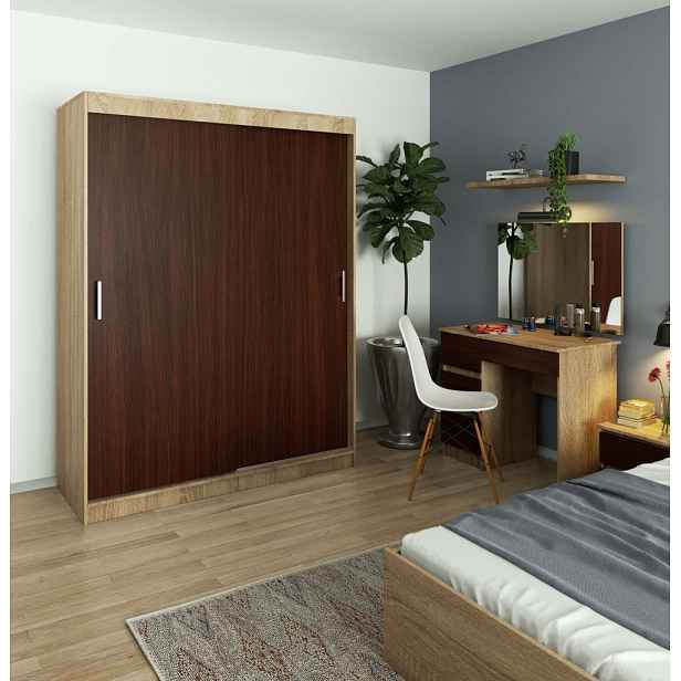 Prostorná šatní skříň 150 cm VALESTRA - dub sonoma / wenge