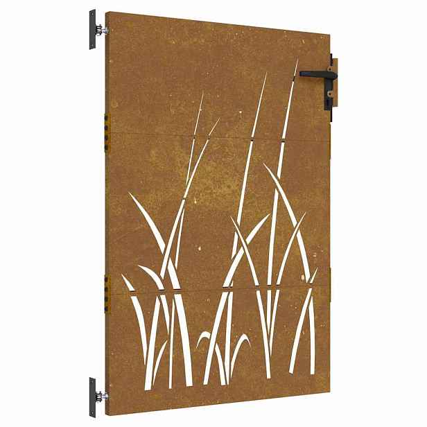 vidaXL Zahradní branka 85 x 150 cm z cortenové oceli, design s trávou