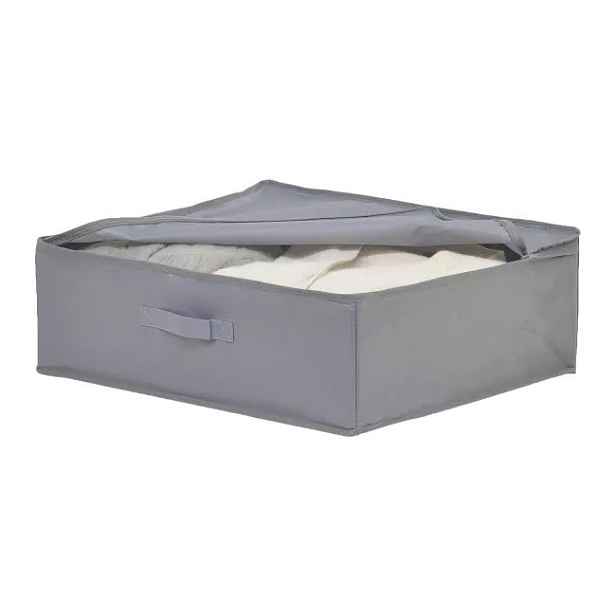 Goodhome Textilní úložný box na oblečení a povlečení, CASTEL 44x55x19, šedý