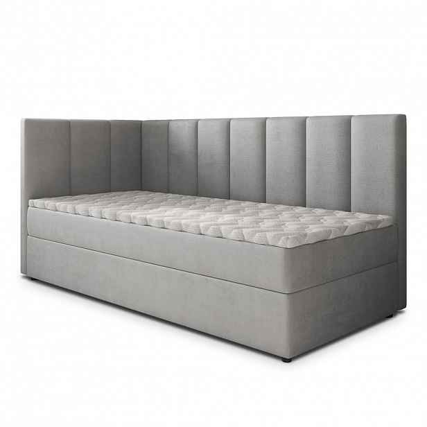 MASSENO AMERICKÁ POSTEL BEVE 100x200 cm, s matrací a úložným prostorem, světle šedá