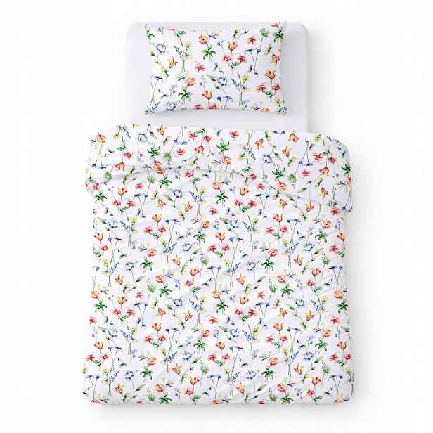 Povlečení bavlněné 140x200 bílé s barevnými květy, klasické Cotton Home