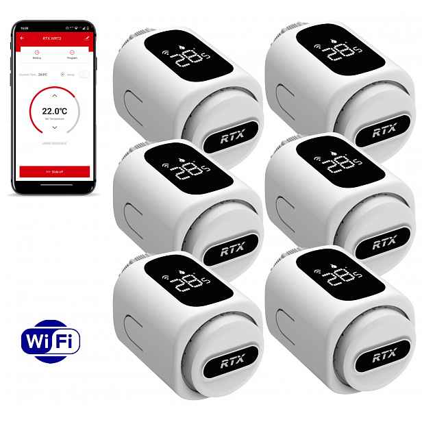 Sada 6x Termostatická Kartuše Rtx Termostat pro WiFi radiátor Tuya Smart