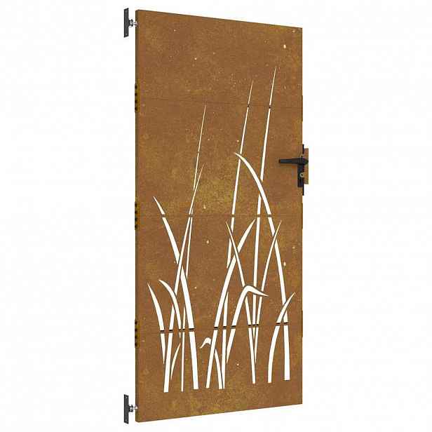 vidaXL Zahradní branka 85 x 175 cm z cortenové oceli, design s trávou