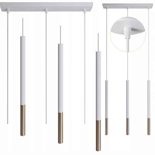 Závěsná ocelová lampa Frey 3 bodová 3xG9 105 cm bílo-zlatá, moderní