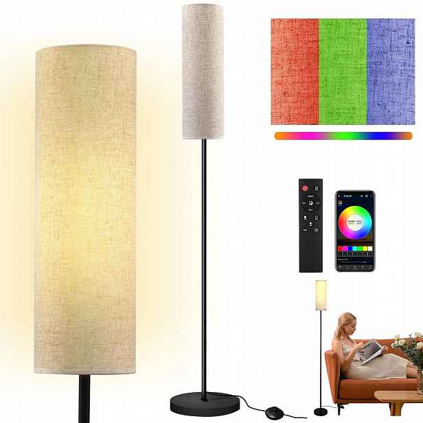 Moderní Lampa 9W Stojací Regulace Podlahová Rgb Len Stínidlo 173 CM