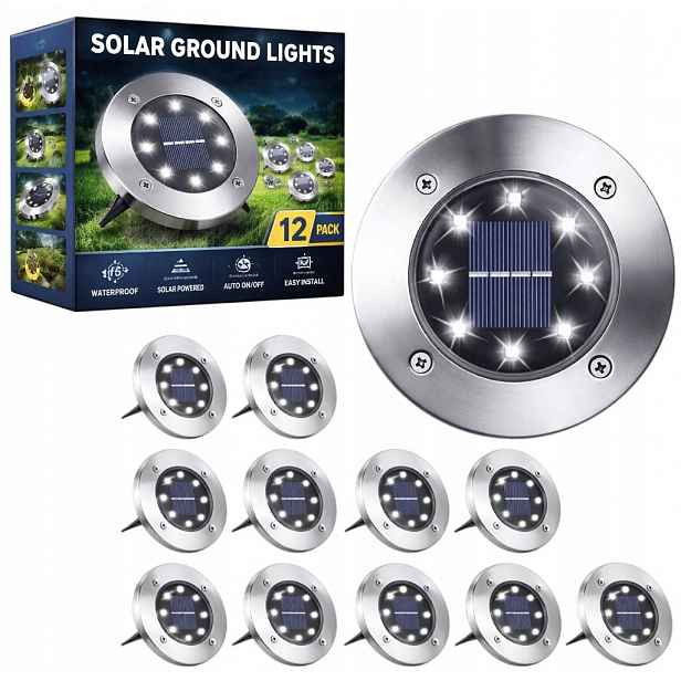 12 x Solární lampy pro zahradní Led lampy Zapichovací Led disky 8 Led