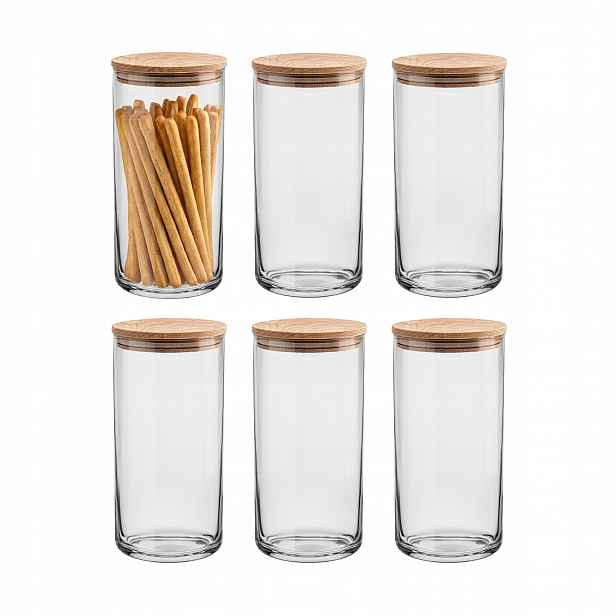 6 x Skleněná Nádoba Na Potraviny pro skladování těstovin a kávy 20 cm Glasset