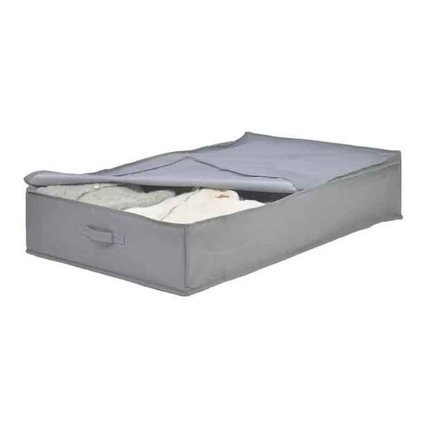 Goodhome Textilní úložný box na oblečení a povlečení, CASTEL 93x55x19, šedý