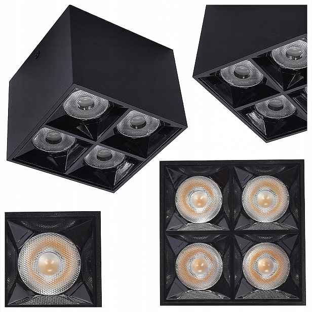 Stropní Bodové Nástěnné Svítidlo Černé Led 15W Neutrální Barva 4000K