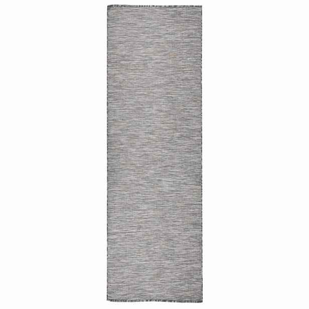 vidaXL Venkovní hladce tkaný koberec 80x250 cm hnědý a modrý