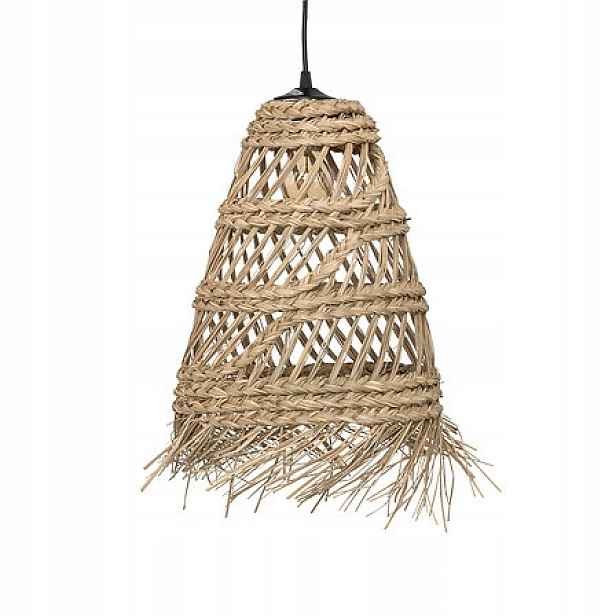 Závěsná Lampa Kovová Pletená Slaměná Lampa Stropní Svítidlo Boho