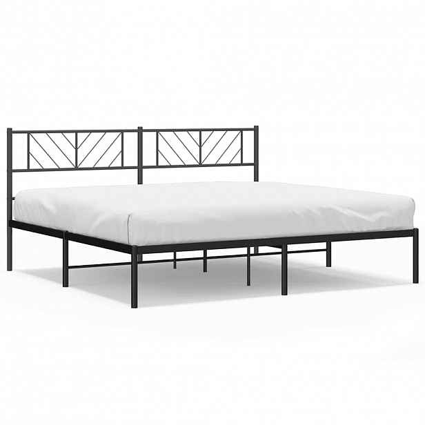 vidaXL Kovový rám postele s čelem černý 193 x 203 cm