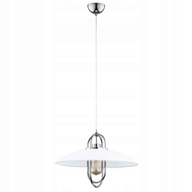 Závěsná lampa industriální chrom skleněná bílá stínidlo nad stůl ostrov Alfa