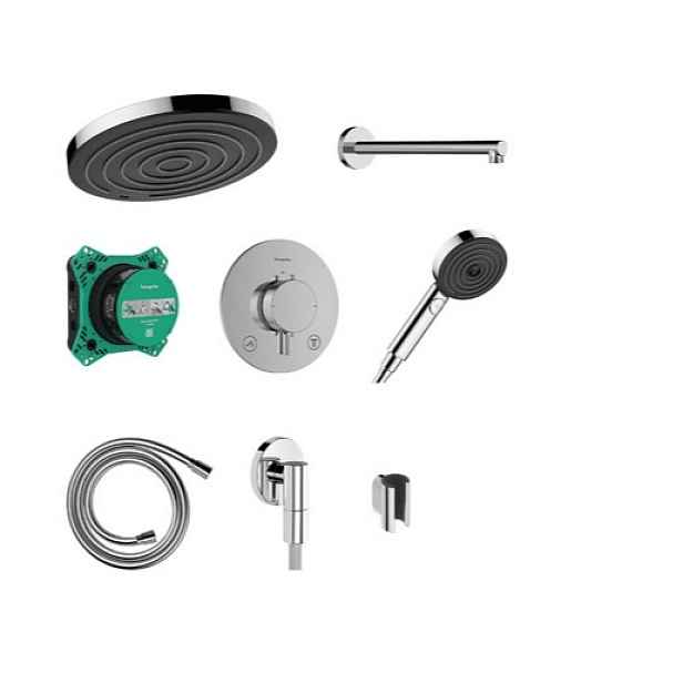 Hansgrohe Pulsify S sprchový systém včetně podomítkového tělesa kartáčovaný černý chrom 24624340