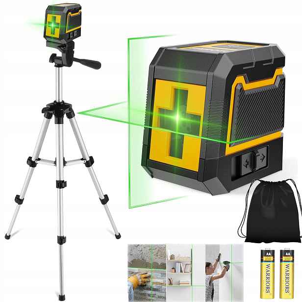 Laserová Vodováha 4D Křížová Vodováha 360 Laser 3 Úrovně Sada Stativ