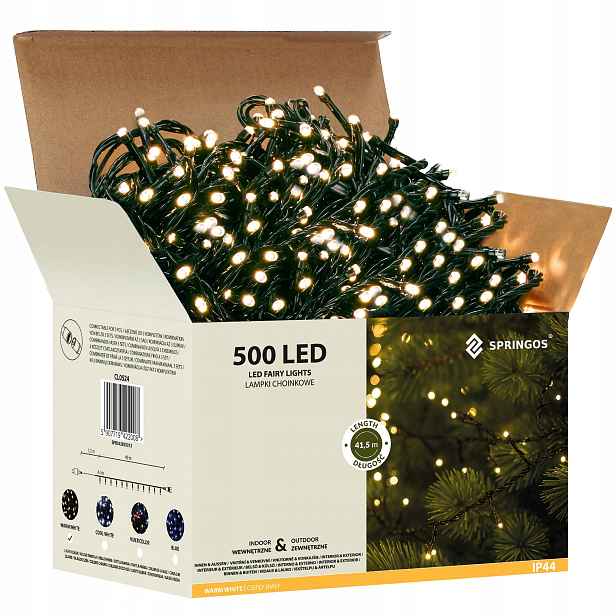 Vánoční Osvětlení Lampy 500LED Venkovní Bílé Teplé 40 m Osvětlení