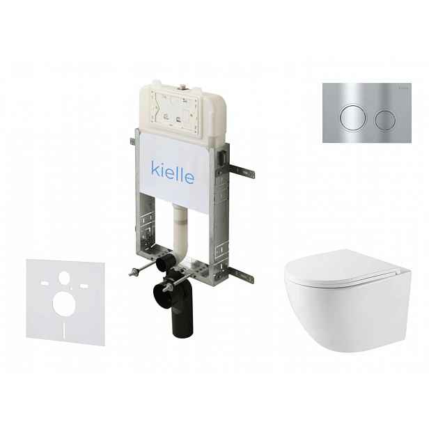 kielle Genesis New - Set předstěnové instalace, kompaktního klozetu Oudee, Vortex Rimless+, sedátka softclose a tlačítka Gemini New II, lesklý chrom 3