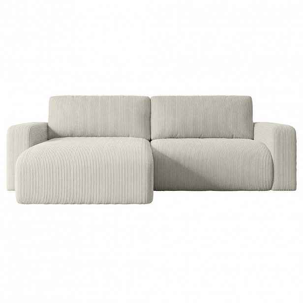 ALTDECOR ROHOVÁ SEDACÍ SOUPRAVA s funkcí lůžka a úložným prostorem KLEEA-L – 247 x 143 x 83 cm, krémová manšestr