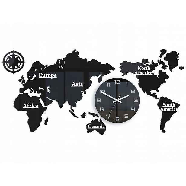 Nástěnné hodiny World Mapa světa 110 x 55 cm