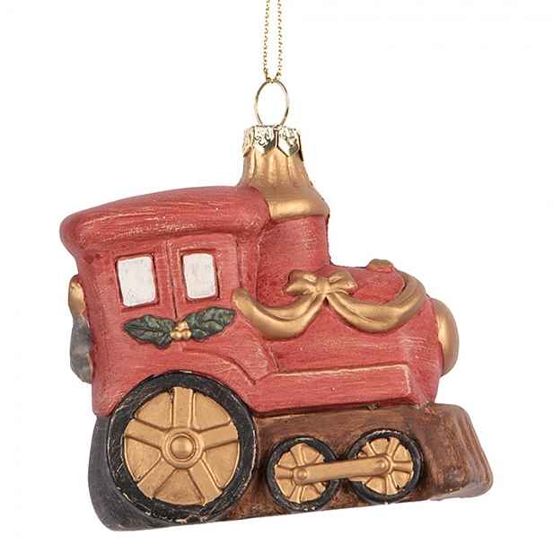 Závěsná dekorace červená mašinka - 9*5*9 cm Clayre & Eef