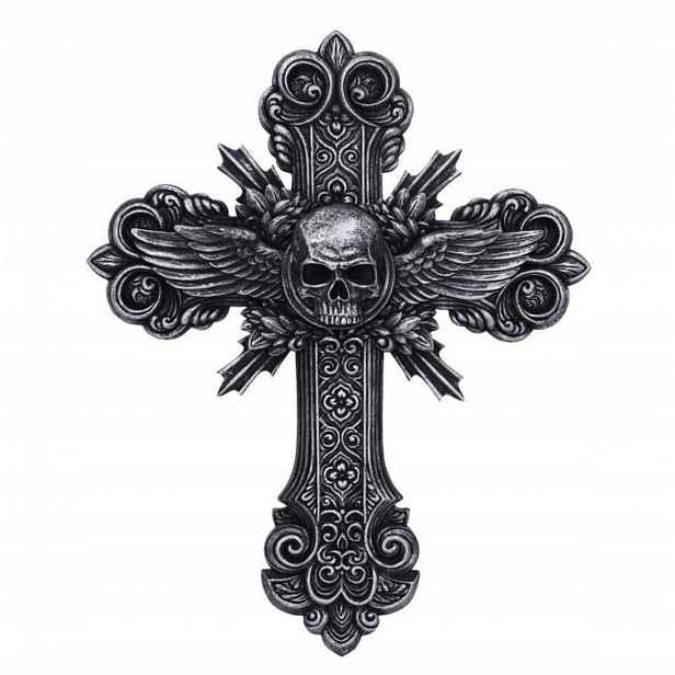 Crucifix Cross Skull Nástěnná Ozdoba Originál