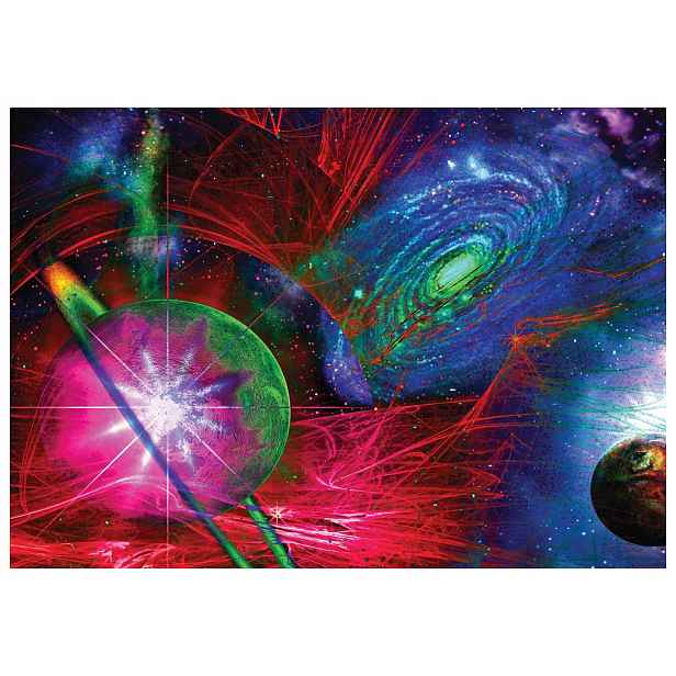 Fototapeta Vesmírná planeta galaxie růžovo-zelené odstíny 208x146 lepidlo