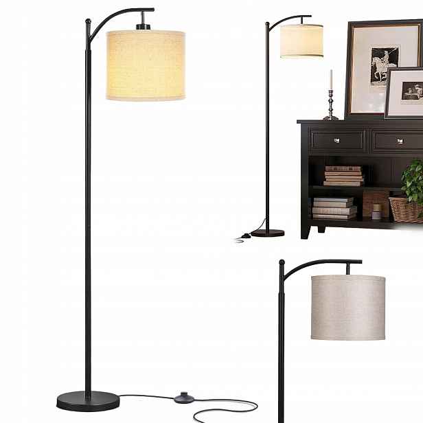 Moderní Stojací Lampa Led 162,5 CM, Látkové Stínítko, Žárovka E27
