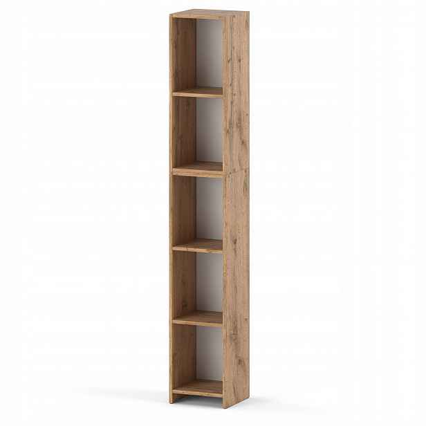 Regál na knihy Dub Wotan 30 cm s 5 policemi, skříňka, pořadače